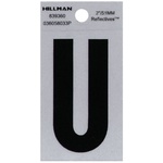 Hillman 839360 2 in. Reflective Black Mylar Self-Adhesive Letter U 1/pc.