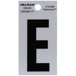 Hillman 839328 2 in. Reflective Black Mylar Self-Adhesive Letter E 1/pc.