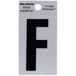 Hillman 839330 2 in. Reflective Black Mylar Self-Adhesive Letter F 1/pc.