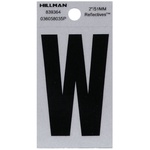 Hillman 839364 2 in. Reflective Black Mylar Self-Adhesive Letter W 1/pc.
