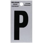 Hillman 839350 2 in. Reflective Black Mylar Self-Adhesive Letter P 1/pc.