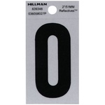Hillman 839348 2 in. Reflective Black Mylar Self-Adhesive Letter O 1/pc.