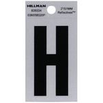 Hillman 839334 2 in. Reflective Black Mylar Self-Adhesive Letter H 1/pc.