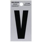 Hillman 839362 2 in. Reflective Black Mylar Self-Adhesive Letter V 1/pc.