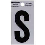 Hillman 839356 2 in. Reflective Black Mylar Self-Adhesive Letter S 1/pc.