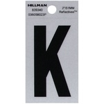 Hillman 839340 2 in. Reflective Black Mylar Self-Adhesive Letter K 1/pc.