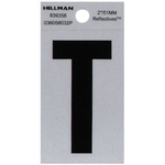 Hillman 839358 2 in. Reflective Black Mylar Self-Adhesive Letter T 1/pc.