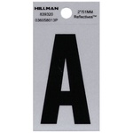 Hillman 839320 2 in. Reflective Black Mylar Self-Adhesive Letter A 1/pc.