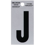 Hillman 839338 2 in. Reflective Black Mylar Self-Adhesive Letter J 1/pc.