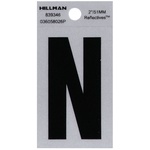 Hillman 839346 2 in. Reflective Black Mylar Self-Adhesive Letter N 1/pc.