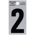 Hillman 839382 2 in. Reflective Black Mylar Self-Adhesive Number 2 1/pc.