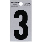 Hillman 839384 2 in. Reflective Black Mylar Self-Adhesive Number 3 1/pc.
