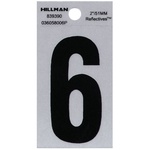Hillman 839390 2 in. Reflective Black Mylar Self-Adhesive Number 6 1/pc.