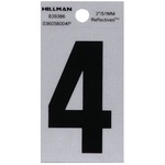 Hillman 839386 2 in. Reflective Black Mylar Self-Adhesive Number 4 1/pc.