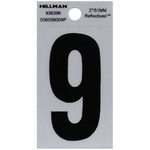 Hillman 839396 2 in. Reflective Black Mylar Self-Adhesive Number 9 1/pc.