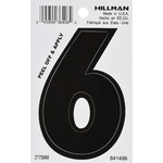 Hillman 841496 3 in. Black Vinyl Self-Adhesive Number 6 1/pc.