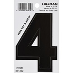 Hillman 841492 3 in. Black Vinyl Self-Adhesive Number 4 1/pc.
