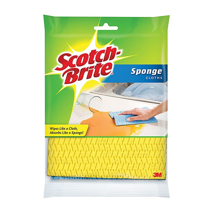 3M 09055 Scotch-Brite Delicate, Light Duty Sponge Cloths For All Purpose 6.8 in. L 2/Pack 