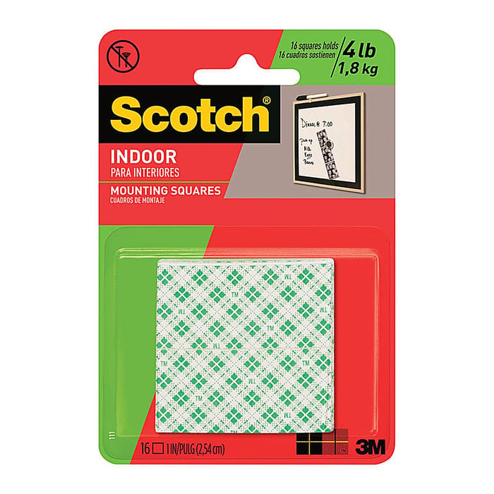 3M 111P Scotch Double Sided 1 in. W x 1 in. L Mounting Squares White 