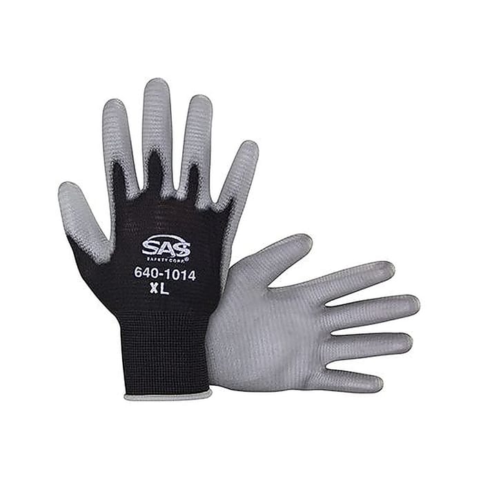 SAS Safety 640-1023 PawZ Polyurethane Coated Palm Gloves, Large 